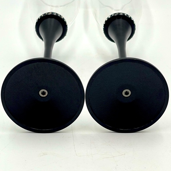 Set of 2 - Deco Glam Glass Champagne Flutes with Black Metal Stem & Rhinestones - Picture 12 of 14